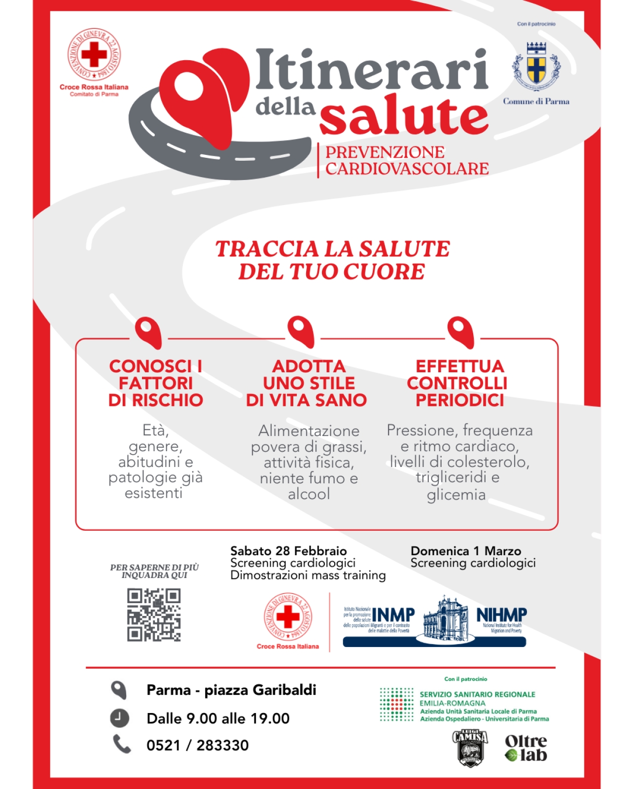Itinerari della Salute Prevenzione Cardiovascolare: Parma Piazza Garibaldi il 28 Febbraio e 1 Marzo